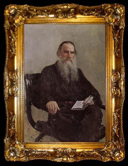 framed  Ilia Efimovich Repin Tolstoy portrait, ta009-2